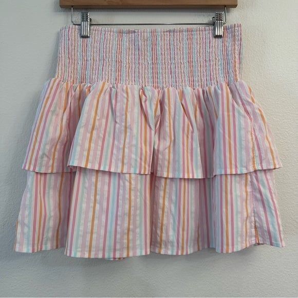Vineyard Vines Harbor Smocked Mini Tiered Skirt Neon Rosa Size M NEW - Picture 5 of 8